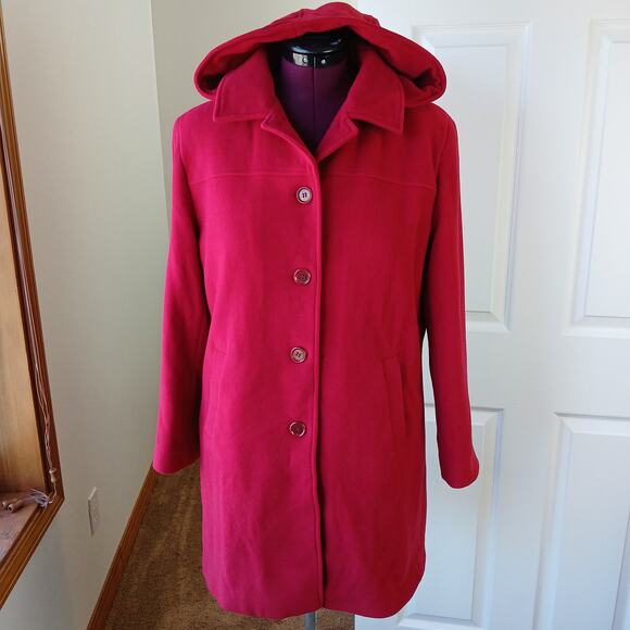 Collection by Gallery Little Red Riding Hooded Peacoat Large wool blend buttons - Picture 6 of 14